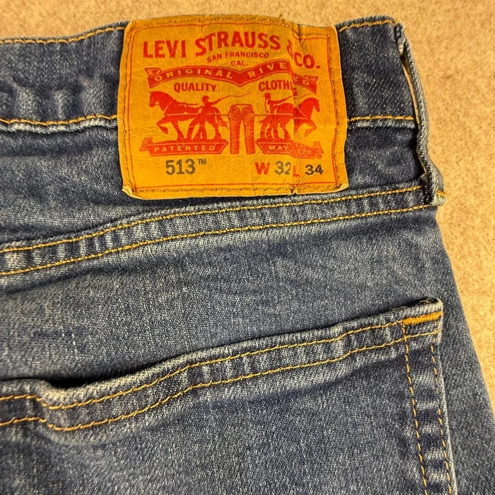 Levis 513 Slim Straight Jeans Mens 32x34 Medium Wash Denim Pants P0894